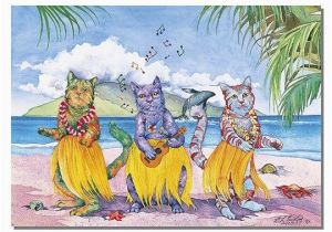 Hawaiian Birthday Card Greetings 4 Greeting Cards Hawaiian Happy Birthday Meow Hula Halau