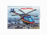 Helicopter Birthday Card High Flying Helicopter Over City Happy Birthday Card