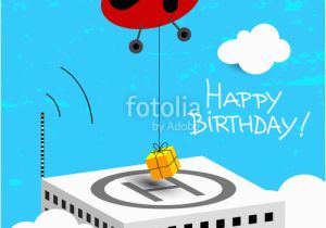 Helicopter Birthday Card Quot Happy Birthday Greeting Card Helicopter with Gift Quot Stock