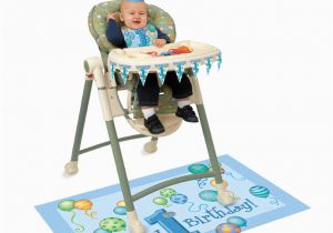 High Chair Decorations 1st Birthday Boy Boy 1st First Birthday Party Blue Baby High Chair