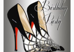 High Heel Birthday Decorations Silver Red Black High Heels Birthday Party Card Zazzle