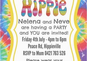 Hippie Birthday Invitations Hippie Party Invite Invitation Custom Made Digital