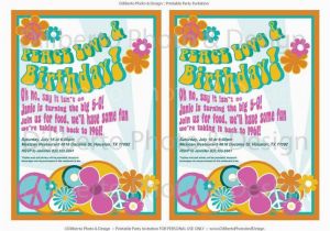 Hippie Birthday Invitations Printable Party Invitation Hippie 1960s by Dilibertodesign