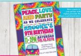 Hippie Birthday Invitations Tie Dye 60 39 S Hippie Party Invitation Peace Love