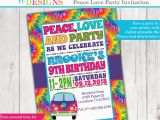 Hippie Birthday Invitations Tie Dye 60 39 S Hippie Party Invitation Peace Love