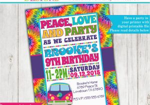 Hippie Birthday Invitations Tie Dye 60 39 S Hippie Party Invitation Peace Love