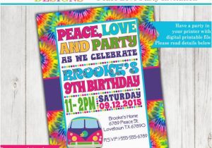 Hippie Invitations Birthday Party Tie Dye 60 39 S Hippie Party Invitation Peace Love