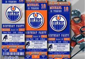 Hockey Ticket Birthday Invitations Edmonton Oilers Birthday Invitation Hockey Ticket by Digisport