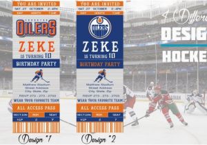 Hockey Ticket Birthday Invitations Edmonton Oilers Birthday Invitation Hockey Ticket