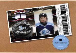 Hockey Ticket Birthday Invitations Hockey Birthday Invitations Personalized with Photo