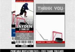 Hockey Ticket Birthday Invitations Hockey Ticket Invitations Skate Birthday Party Bonus Thank