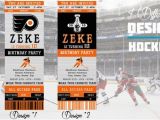 Hockey Ticket Birthday Invitations Philadelphia Flyers Birthday Invitation Hockey Ticket