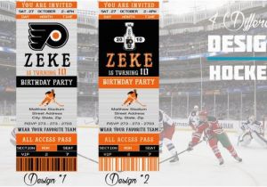 Hockey Ticket Birthday Invitations Philadelphia Flyers Birthday Invitation Hockey Ticket