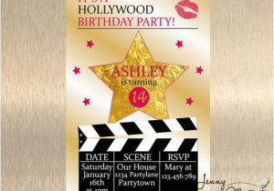 Hollywood themed Birthday Party Invitations Hollywood Birthday Invitation Hollywood by Jennyillustrations