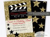 Hollywood themed Birthday Party Invitations Hollywood Glamour Movie Party Invitation Sweet Sixteen