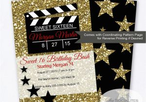 Hollywood themed Birthday Party Invitations Hollywood Glamour Movie Party Invitation Sweet Sixteen