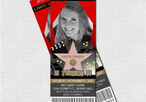 Hollywood themed Birthday Party Invitations Hollywood Red Carpet Party Ticket Invitations Print Your