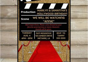 Hollywood themed Birthday Party Invitations Movie Party Invitation Hollywood Movie Birthday Party