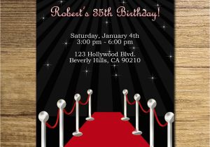 Hollywood themed Birthday Party Invitations Red Carpet Birthday Party Invitation Glam Hollywood