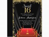 Hollywood themed Birthday Party Invitations Red Carpet Hollywood Glitter Sweet 16 Birthday Invitations