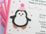 Homemade Birthday Invites Handmade Pink Penguin Birthday Party Invitations by