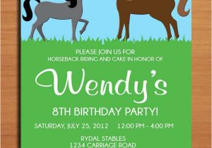 Horse Birthday Invites Horse Pony Birthday Party Invitation Cards Printable Diy