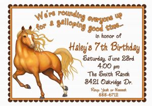 Horse Birthday Invites Personalized Birthday Invitations Horse Western Wild West