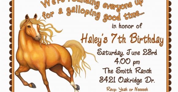 Horse Birthday Invites Personalized Birthday Invitations Horse Western Wild West