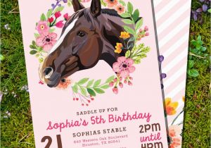 Horse themed Birthday Invitations Horse Birthday Party Invitation for A Girl Pony
