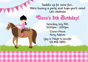 Horseback Riding Birthday Party Invitations Horseback Riding Birthday Invitation Personalized Birthday