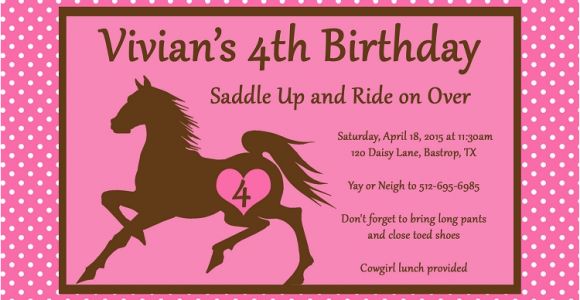 Horseback Riding Birthday Party Invitations Horseback Riding Birthday Invitations
