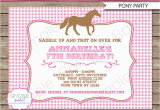 Horseback Riding Birthday Party Invitations Pink Horse Party Invitation Template