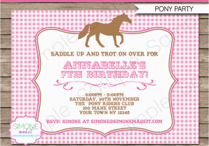 Horseback Riding Birthday Party Invitations Pink Horse Party Invitation Template