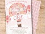 Hot Air Balloon 1st Birthday Invitations Hot Air Balloon Birthday Invitation Balloon Invitation