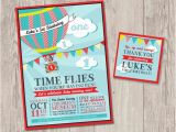 Hot Air Balloon 1st Birthday Invitations Hot Air Balloon Birthday Invitation Time Flies Hot Air