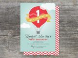 Hot Air Balloon 1st Birthday Invitations Hot Air Balloon Birthday Invitations Oxsvitation Com