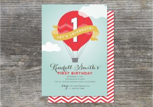 Hot Air Balloon 1st Birthday Invitations Hot Air Balloon Birthday Invitations Oxsvitation Com