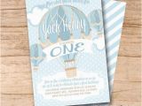 Hot Air Balloon 1st Birthday Invitations Hot Air Balloon First Birthday Invitation Boy Balloon