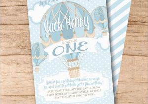 Hot Air Balloon 1st Birthday Invitations Hot Air Balloon First Birthday Invitation Boy Balloon