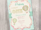 Hot Air Balloon 1st Birthday Invitations Hot Air Balloon Invitation Hot Air Balloon First Birthday