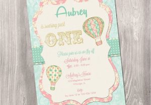 Hot Air Balloon 1st Birthday Invitations Hot Air Balloon Invitation Hot Air Balloon First Birthday