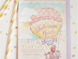 Hot Air Balloon 1st Birthday Invitations Hot Air Balloon Invitations First Birthday with Clouds