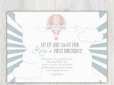 Hot Air Balloon 1st Birthday Invitations Printable Invitation Hot Air Balloon Invitation Style 1