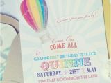 Hot Air Balloon 1st Birthday Invitations Rainbow Hot Air Balloon Birthday Invitation Printable