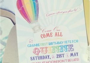 Hot Air Balloon 1st Birthday Invitations Rainbow Hot Air Balloon Birthday Invitation Printable