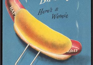 Hot Dog Birthday Card 1950s Hot Dog Weenie Martini Happy Birthday Greeting Card