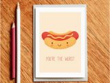 Hot Dog Birthday Card Hot Dog Funny Valentines Day Card Birthday Card Funny Food