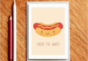 Hot Dog Birthday Card Hot Dog Funny Valentines Day Card Birthday Card Funny Food