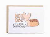 Hot Dog Birthday Card Hot Dog It 39 S Your Birthday Card Corgi Dog Card Corgi