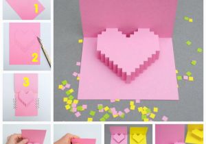 How to Make Pop Up Birthday Cards Step by Step How to Make A Pixel Heart Pop Up Card Step by Step